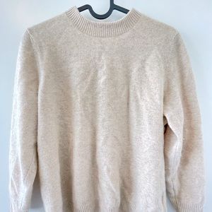 Heather beige 100% cashmere sweater with Loro piana yarn